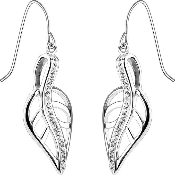 Produktbild Star Piercing Ohrring silber Blatt mit Kristallen (Chirurgenstahl 316L)