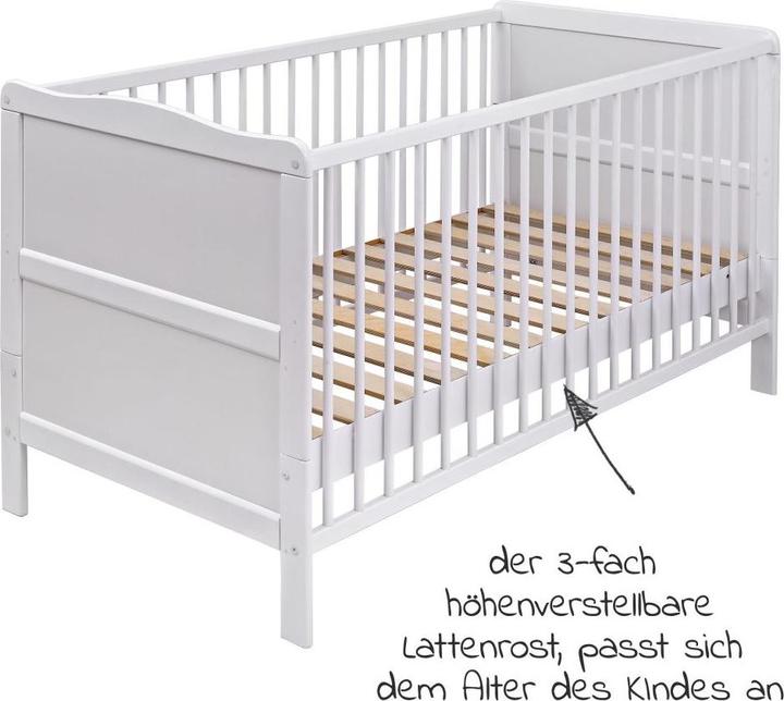 Produktbild jonka Gitterbetten Komplettbett Mona Weiss 70 x 140 cm - Kuschelbären - (70 x 140 cm)