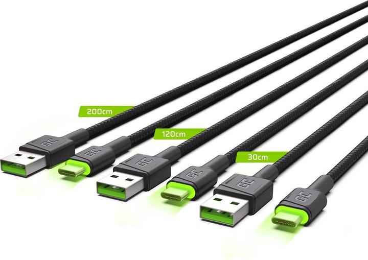 Produktbild GreenCell Set 3x GC Ray USB-C-Kabel 30 cm (2 m, USB 3.0)