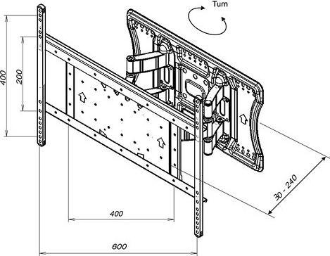 Actual product image Multibrackets Wall bracket 40" - 100", metal, black, tiltable 7° (Wall, 100", 100 kg)