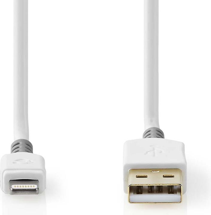 Image du produit Nedis Câble Lightning | USB 2.0 | Apple Lightning 8 broches | USB-A mâle | 480 Mbps | Plaqué or | 3.0 (3 m, USB 2.0)
