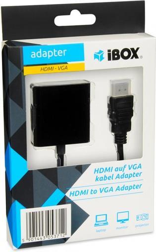 Actual product image iBox IAHV01 Video Cable Adapter HDMI Type A (Standard) VGA (D-Sub) (HDMI, VGA, 2.50 cm)