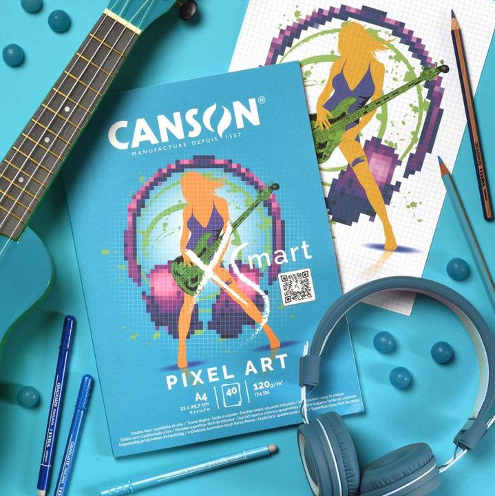 Actual product image Canson XS'MART PIXEL ART study pad, DIN A4 white, smooth paper, chequered on one side, 40 sheets (A4, Checked)