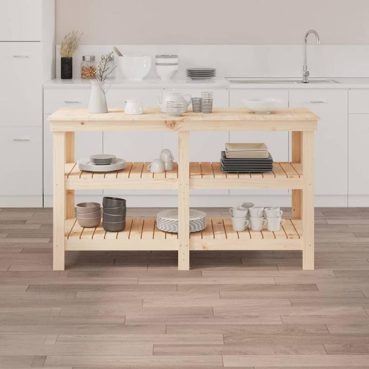 Immagine prodotto VidaXL Werkbank Arbeitstisch Werkstatttisch Werktisch Tisch Massivholz Kiefer (142.50 cm, 50 cm)