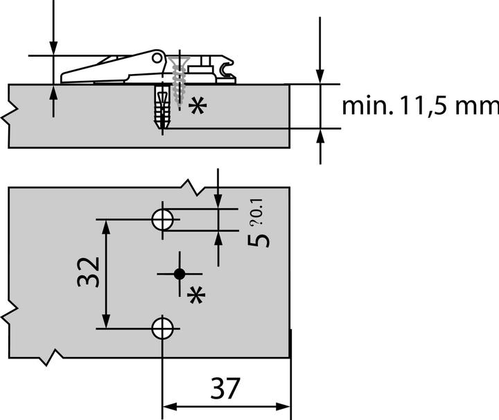 Actual product image Blum Cross mounting plates CLIP Corner mounting