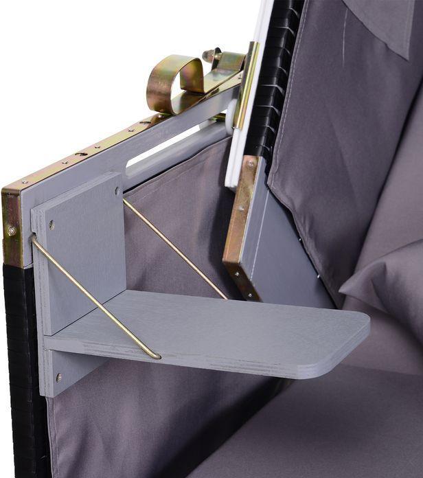 Image du produit Swisshandel24 Fauteuil-cabine de plage double avec toit Chaise longue de jardin porte-gobelet Chaiselounge PE
