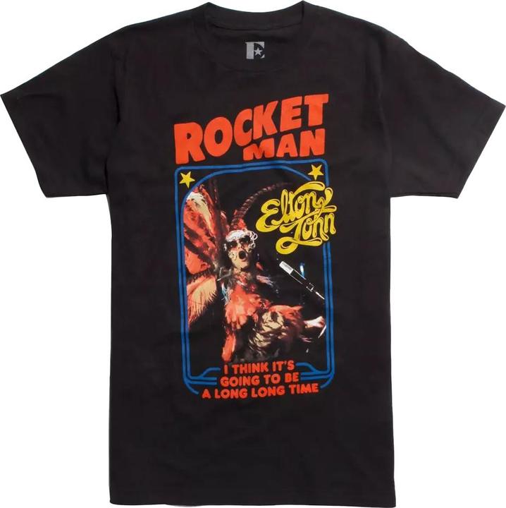 Actual product image Elton John Unisex Adult Rocket Man Feathersuit Cotton T-Shirt (S)