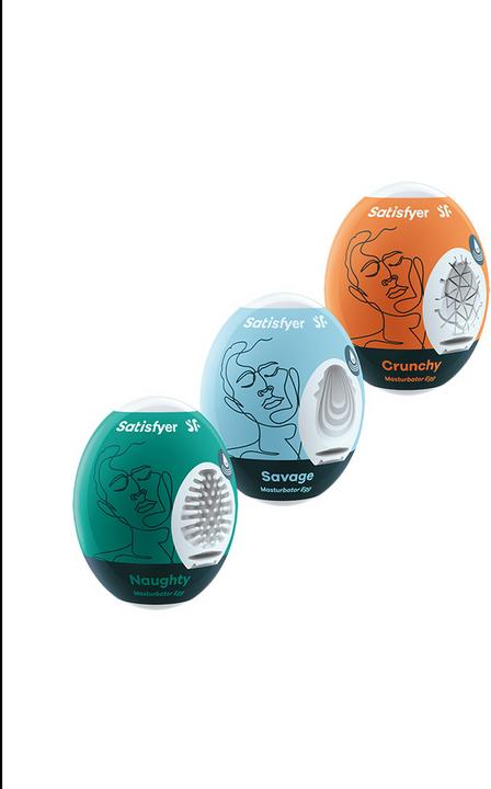 Actual product image Satisfyer Masturbator Egg Set - Naughty, Savage, Crunchy - 3 pcs