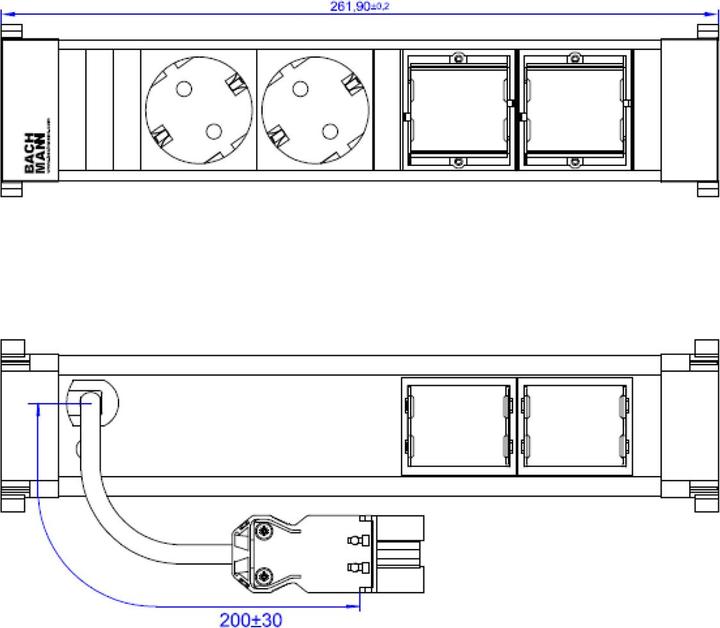 Immagine prodotto Bachmann POWER FRAME Medio 2x contatto di protezione 2x ABD (4 x, 0.20 m)