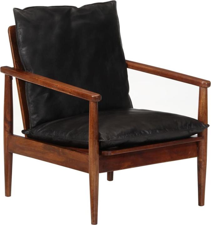 Produktbild VidaXL Sessel Schwarz Echtleder und Massivholz Akazie,Farbe