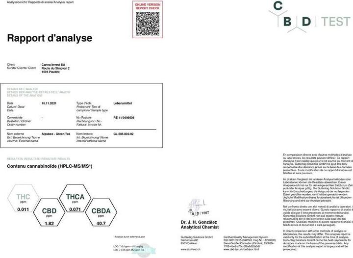 Actual product image AlpsBee CBD Green Tea (28 g)