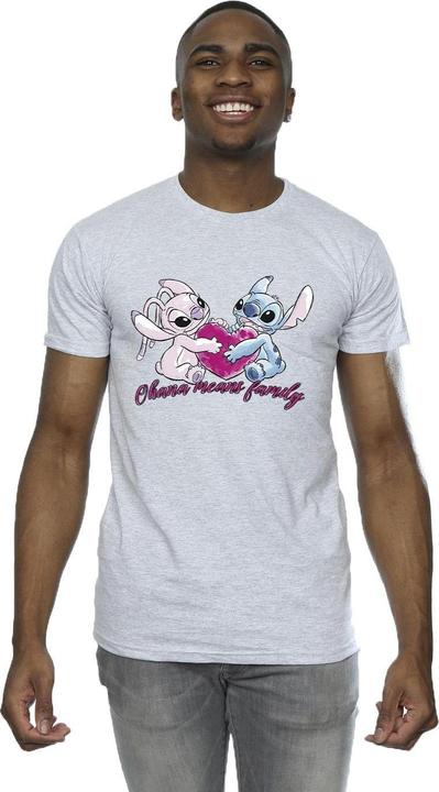 Actual product image Disney Mens Lilo And Stitch Ohana Heart With Angel T-Shirt (3XL)
