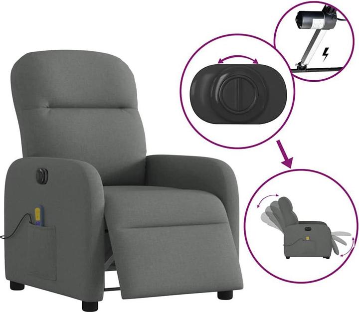 Produktbild VidaXL Massagesessel Elektrisch Dunkelgrau Stoff