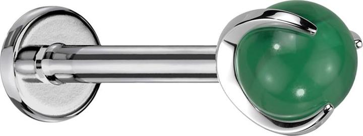 Star Piercing Micro Labret Innengewinde silber Kugel Jade Stein gefasst (ohne Messing, Titan G23, Mineralisch)