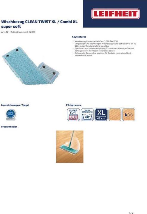 Produktbild Leifheit Wischbezug CLEAN TWIST XL / Combi XL super soft (1 Stk.)