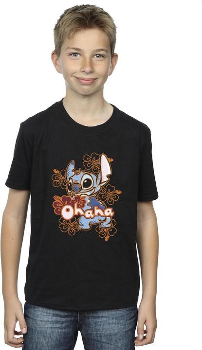 Actual product image Disney Boys Lilo And Stitch Ohana Orange Hibiscus T-Shirt (152, 158)