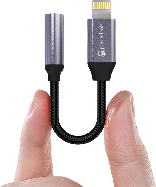 Produktbild PhoneLook Lightning (iPhone) zu 3.5mm AUX Audio Kopfhörer Anschluss Stecker Nylon und (Lightning, 3.5mm Klinke)