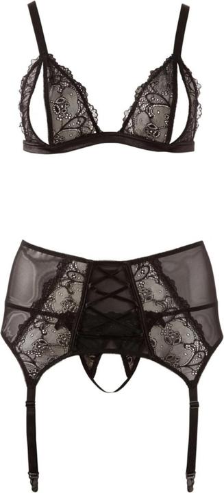 Actual product image Cottelli Collection Lace suspender set ouvert (XL)