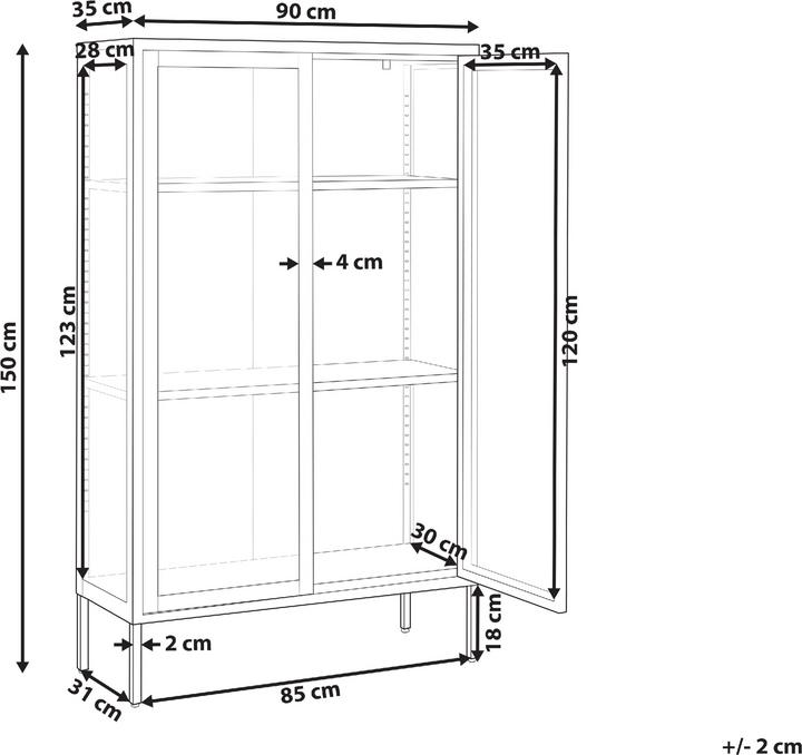 Actual product image Beliani Glass display cabinet metal black 150 cm NASH (90 x 150 cm)