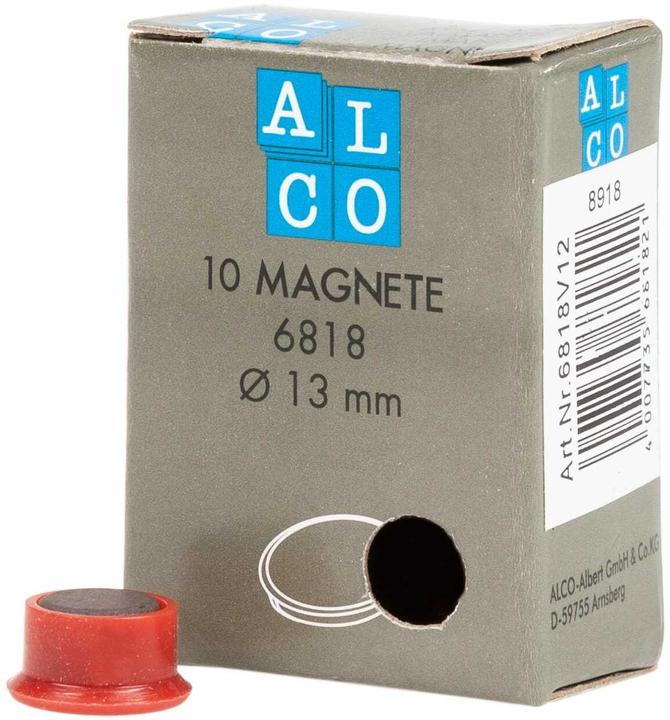 Actual product image Alco Magnet 13 x 7 mm (Ø x H) 13mm 0.1kg red 10pcs/pack. (10 x)
