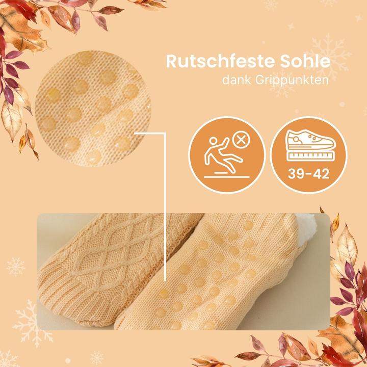 Actual product image Hermex Hausschuhe Gr. 39-42 Wintersocken Kuschelsocken Fuzzy-Socken Pantoffeln (39, 40, 41, 42)