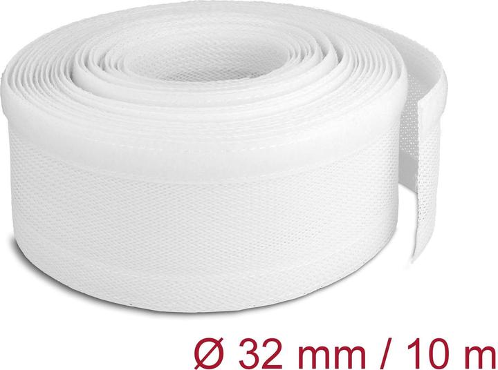 Productafbeelding Delock Gevlochten slang met klittenband 10 m x 32 mm wit (Kabeldoorvoer, 1000 cm)