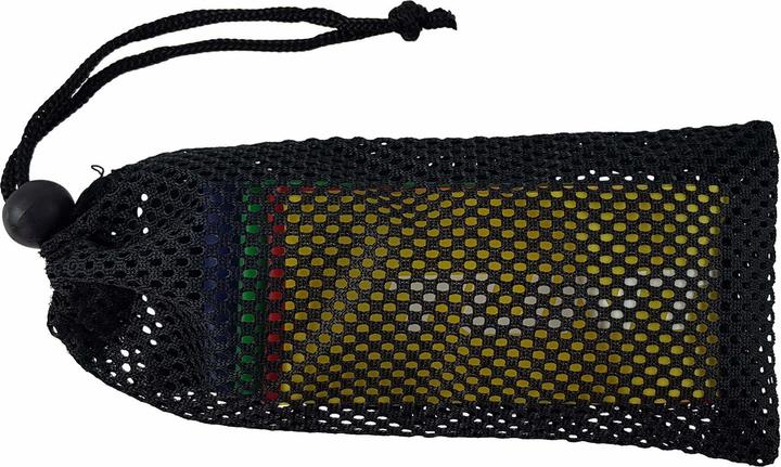 Produktbild Tunturi Mini Resistance Band Set 5 Stück - 5 Gummi Gymnastikbänder mit Netztasche (0.50 m, Extra Leicht, Leicht, Mittel, Stark, Extra Stark)