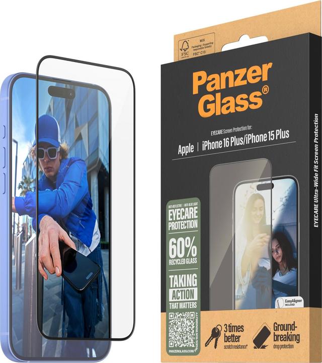 Image du produit PanzerGlass Protection d'écran Eyecare (1 pièce(s), Apple iPhone 15 Plus, Apple iPhone 16 Plus)