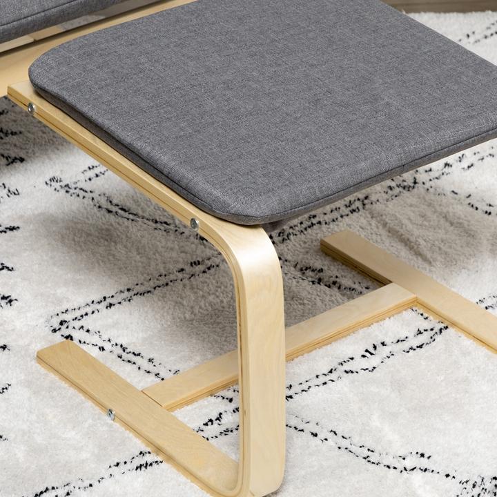 Image du produit Homcom Fauteuil de relaxation avec pouf avec repose-pieds, repose-tête et accoudoirs