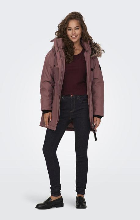Produktbild Only Kapuze mit abnehmbarem Kunstfell-Rand Gerippte Ärmelbündchen Parka Langer Parka (XS)