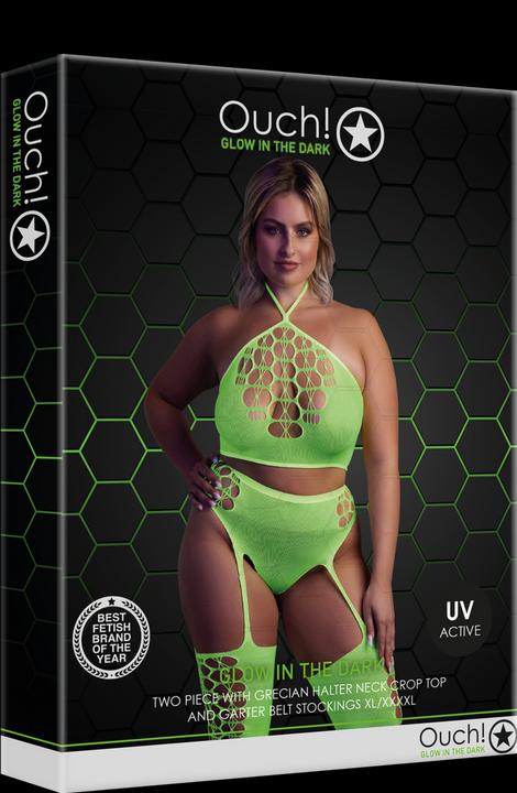 Immagine prodotto Ouch! Two Piece with Crop Top and Stockings - Green - XL/XXXXL (XL, XXL, 3XL)