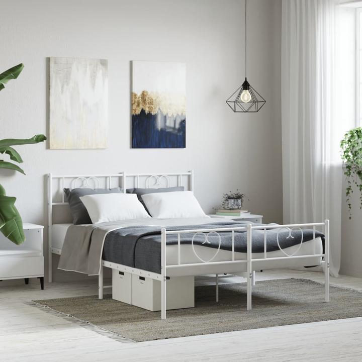 Image du produit VidaXL Cadre de lit Tête de lit Pied de lit Métal Lit double Blanc 120x190cm (120 x 190 cm)