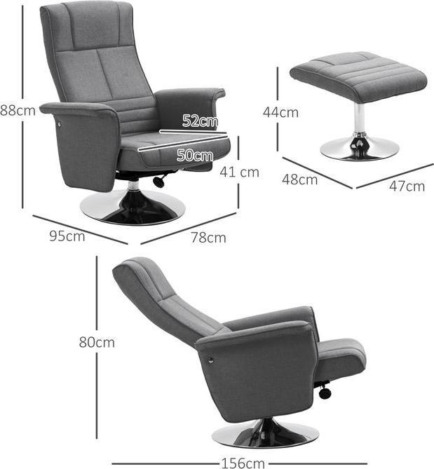 Immagine prodotto Swisshandel24 TV poltrona poggiapiedi funzione reclinabile elettrica vibrazione massaggio telecomando lino look