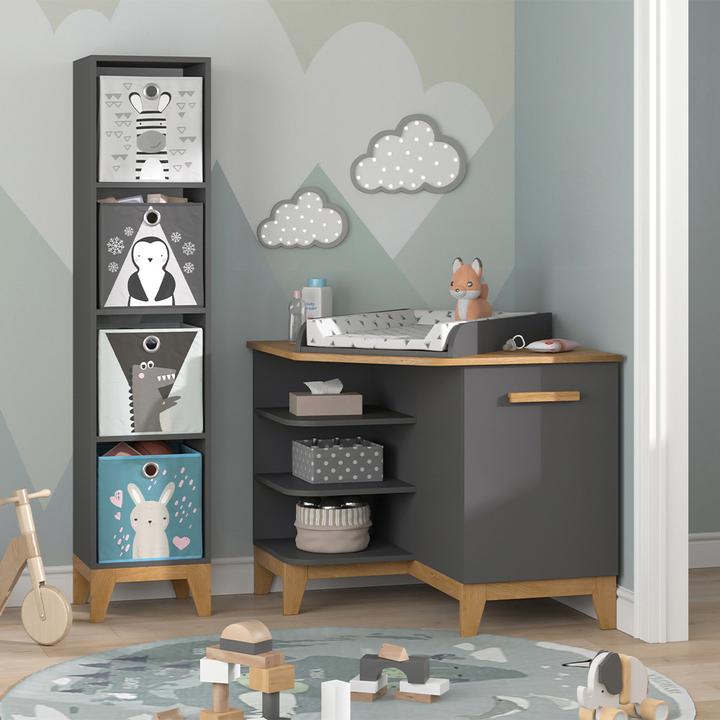 Produktbild VitaliSpa Wickelkommode Malia, Grau/Eiche, 85 x 85.2 cm mit Tür