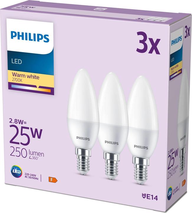 Produktbild Philips LED Lampe (E14, 2.80 W, 250 lm, 3 x, F)