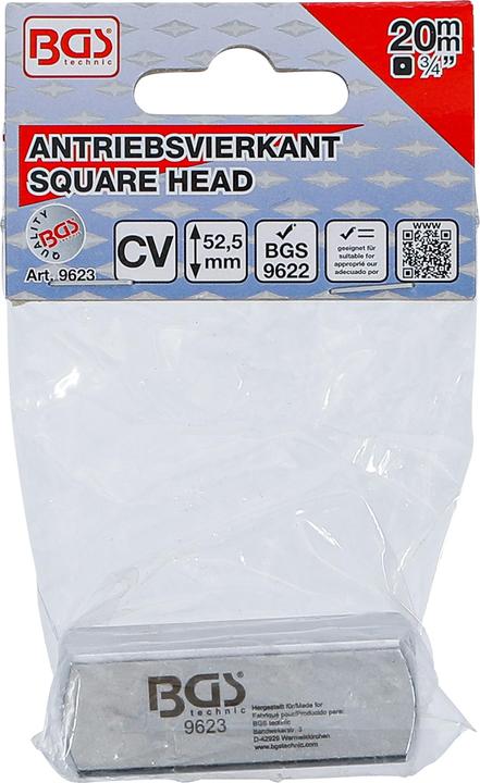 Actual product image BGS Square Part external square 20 mm (3/4") for 9622 (3/4")