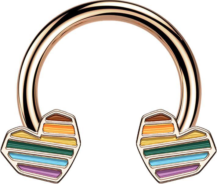 Actual product image Star Piercing Micro Circular Barbell rosegold Regenbogen Herz (Brass, Surgical steel 316L)