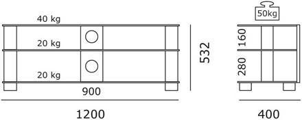 Produktbild just-racks by Spectral Tv1203 (120 x 40 x 53 cm)