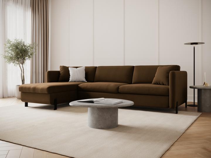 Image du produit Micadoni Canapé D'Angle Velours Gauche Convertible, "Gloria", 4 Places, 260x170x80Fabriqué en Europe (Canapé d'angle)