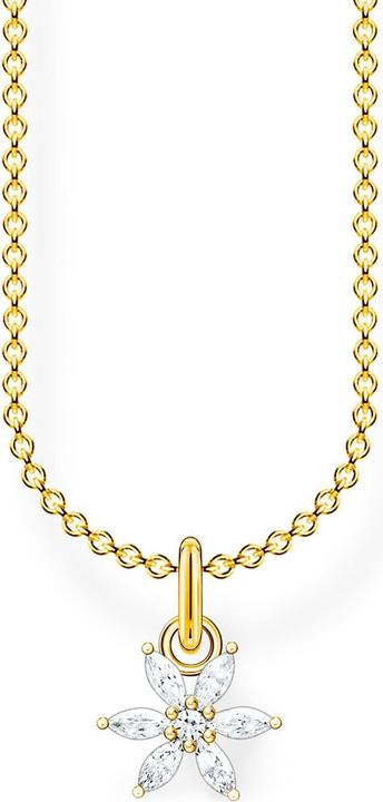 Produktbild Thomas Sabo Kette Blume weisse Steine (Vergoldet, Mit Stein(en), 925er Silber, 45 cm)