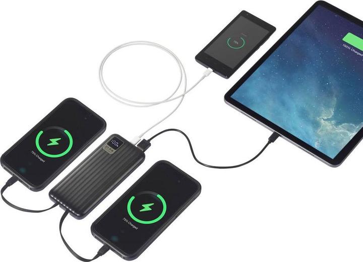 Actual product image Voltcraft VC-WT-K512 Powerbank 10000 mAh Fast Charge LiPo Black Status indicator (10000 mAh, 18 W, 37 Wh)