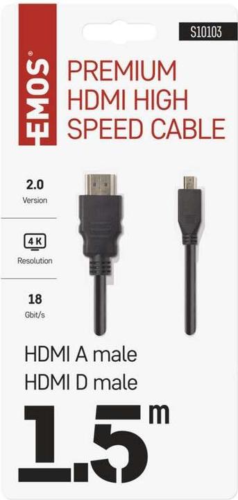 Immagine prodotto Emos Cavo HDMI ad alta velocità 2.0 spina A - spina D 1,5 m (1.50 m, HDMI)