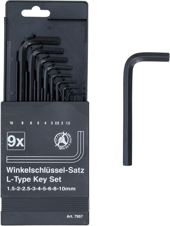 Image du produit BGS Jeu de clés allen six pans intérieurs 1,5 - 10 mm 9 pièces (Clé Allen)