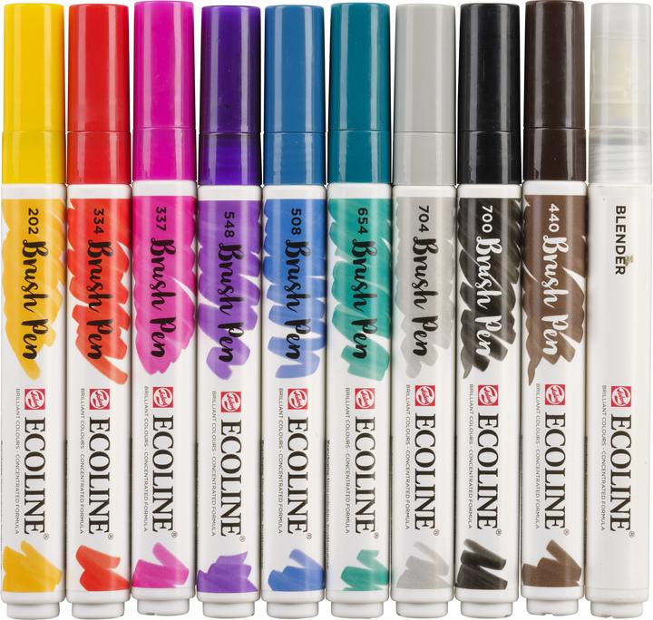Produktbild Talens Ecoline Brush Pen Set (Mehrfarbig, Rot|Mehrfarbig, 10 x)