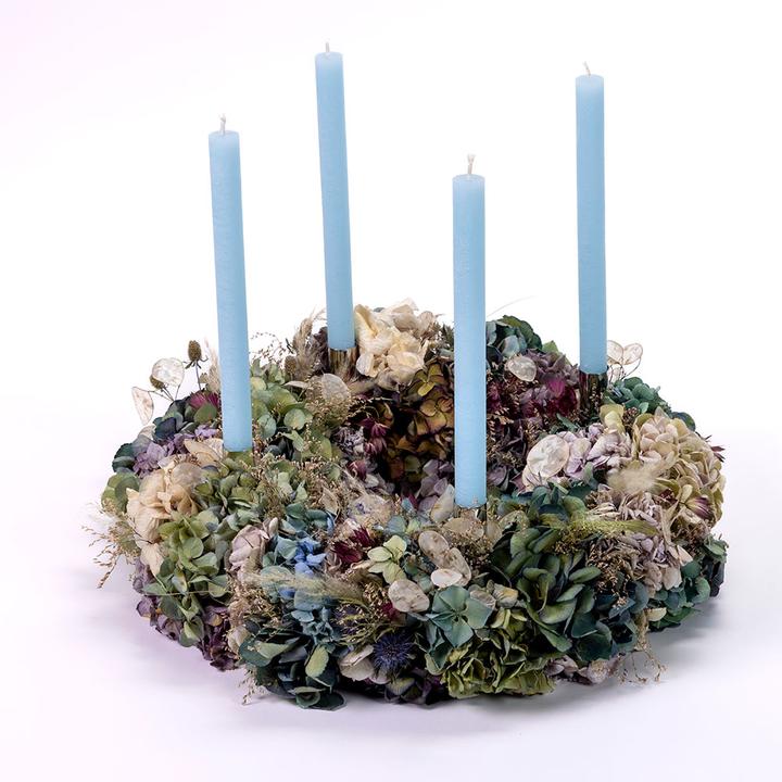 VEG and the City Advent wreath dried flowers wild approx. 45 cm - Candles ice blue (45 cm)
