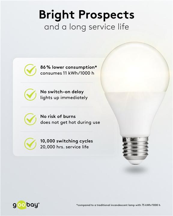 Actual product image Goobay LED bulb, 11 W (E27, 11 W, 1055 lm, 1 x, F)