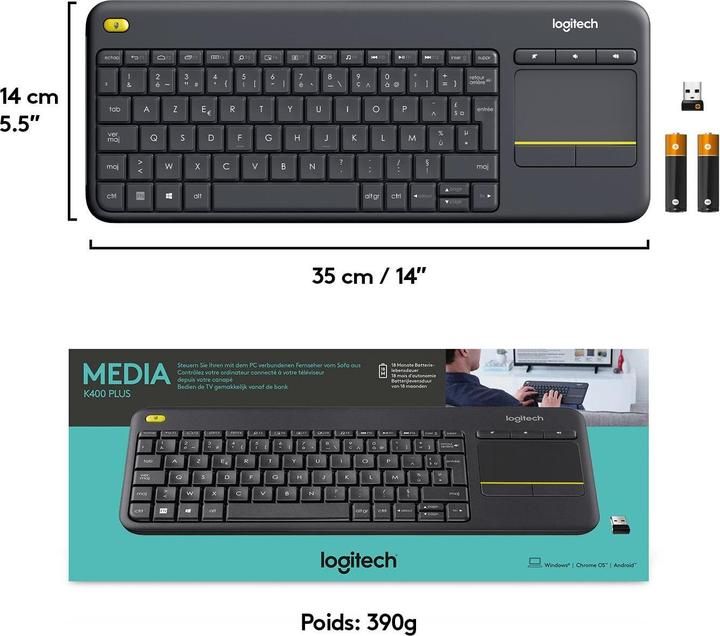 Actual product image Logitech K400 Plus (CH, Wireless)