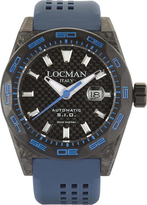 Immagine prodotto Locman Italia Orologio da uomo Stealth Carbon Automatic nero/blu Ref. 0216 (Orologio da polso analogico, 46 mm)