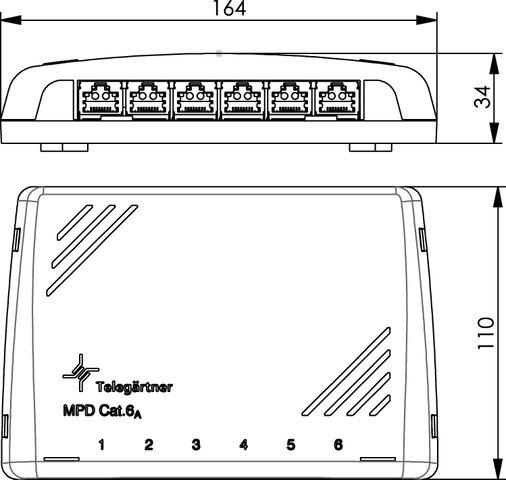 Actual product image Telegärtner Network Patch Panel Mini Distributor 6 Port Cat.6