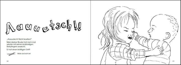 Actual product image The sibling doodle colouring book for all big sisters and brothers aged 3 and over